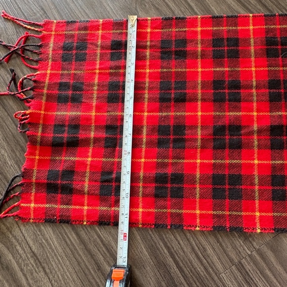 Christian Dior Classic Fall Red Black Plaid Scarf - Picture 3 of 4